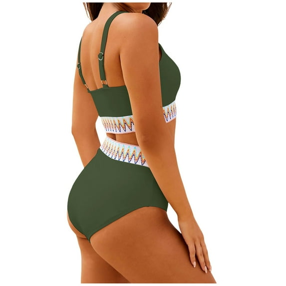TAIAOJING Swimsuit for Women Bikini Sets High Waisted Two Piece Sporty Swimsuits High Cut Bathing Suits