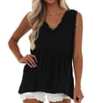 thumbnail image 1 of TAIAOJING T-shirt For Women Sleeveless V Neck Tops Summer Plus Size Loose Tunic Blouse Tops For Two Layer Chiffon Shirt Casual Tops, 1 of 5