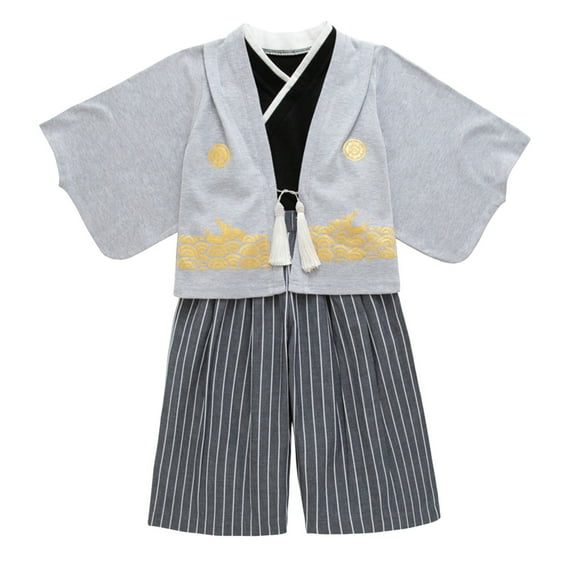 TAIAOJING Toddler 1 Set Kimono Traditional Clothing Traditional Kimono Boys Outfits Sets Fabric Black Boho 12-18M