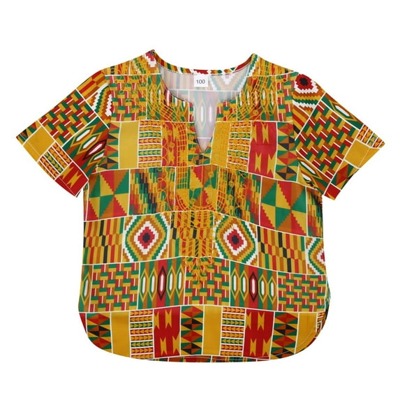 TAIAOJING Toddler Africa Classic Childrens Dashiki Casual Loose Shirt Boys Girls Relaxed Fit 4-5Y