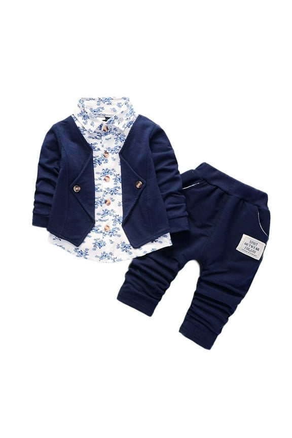 Toddler Baby Boy 2 Piece Outfit Kid Gentry Set Formal Party Christening Wedding Tuxedo Bow Suit Clothes Set 12 Months