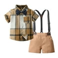 thumbnail image 1 of TAIAOJING Toddler Baby Boy 2Pcs Summer Clothes Set Short Sleeve Plaid Prints T Shirt Tops Suspenders Shorts Child Kids Gentleman Toddler Girl Outfit 12-18 Months, 1 of 8