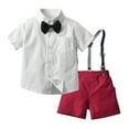 thumbnail image 1 of TAIAOJING Toddler Baby Boy Clothes Shorts Set Boys Short Sleeve Shirt Tops Shorts With Tie Child Kids Gentleman Outfits 12-18 Months, 1 of 6