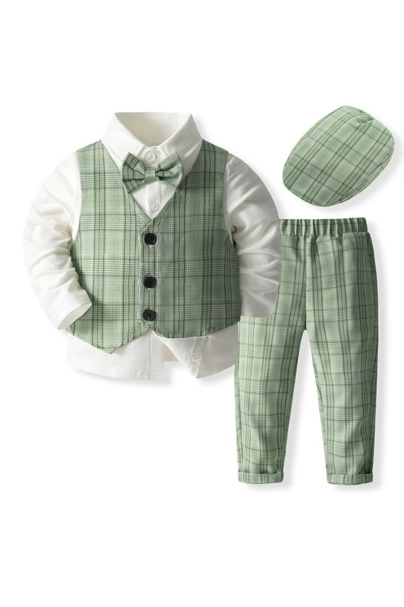 Toddler Baby Boy Clothes Suits Tuxedo Gentleman Outfits Sets Formal Dress Shirt+Vest+Pants Baby Suit Sets Versatile 2-3Y
