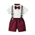 thumbnail image 1 of TAIAOJING Toddler Baby Boy Summer Clothes Boys Short Sleeve Shirt Tops Shorts With Tie Child Kids Gentleman Outfits 3-4 Years, 1 of 4