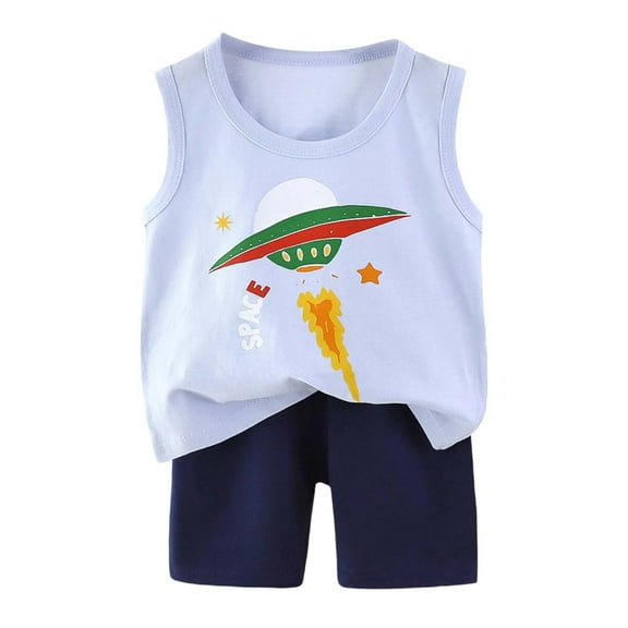 TAIAOJING Toddler Baby Boy Summer Outfits Sets Clothes Retro Embroidery Animals Shirts T-Shirt Elastic Shorts Outfits Sets Holiday 5-6Y