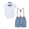 thumbnail image 1 of TAIAOJING Toddler Baby Boys Clothes Cotton Summer Gentlemen Outfits Short Sleeve Bowtie Romper Suspender Shorts Outfits Suit Set Summer Clothes 3-6 Months, 1 of 9
