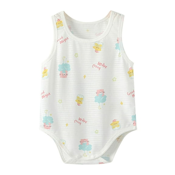 TAIAOJING Toddler Baby Boys Romper Jumpsuit Onesie Sleeveless Bodysuit Soft Summer Outfits Sets For 1-9 Months Indoor Comfortable Elastic Clothes Birthday 0-3M