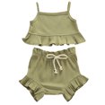 thumbnail image 1 of TAIAOJING Toddler Baby Girl Clothes 2 Piece Outfit Kids Sleeveless Tank Tok Tops+Mini Shorts Set Summer Beach Outfits 0-6 Months, 1 of 1