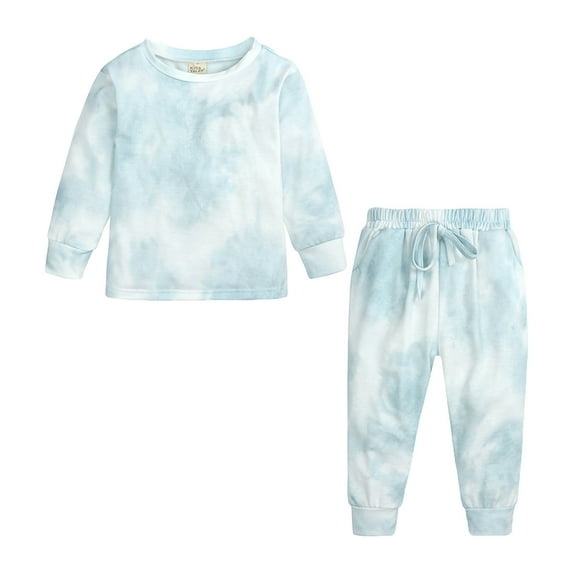 TAIAOJING Toddler Baby Girl Clothes Kids Boy Sports Casual Tie Dye Long Sleeves Sweartershirt Elastic Waist Pants Set Outfits For Girl 6-7 Years