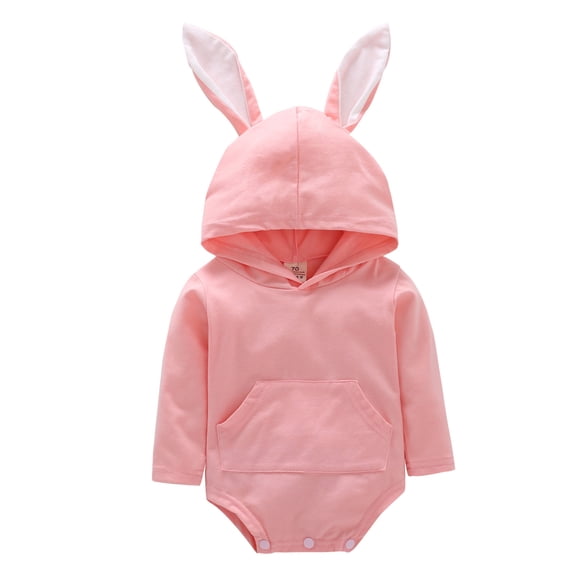 TAIAOJING Toddler Baby Girl Clothes Set Boys Easter 3D Bunny Rabbit Ear Romper Bodysuit With Pocket Clothes Outfits For Girl 12-18 Months