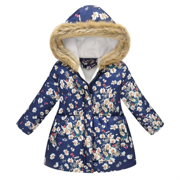 TAIAOJING Toddler Baby Girl Jacket Kids Thick Parkas Hooded Windproof Coat Outwear Warm Winter Clothes 4-5 Years