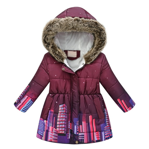 TAIAOJING Toddler Baby Girl Jacket Winter Long Sleeve Fashion Thick Hooded Down Soft Coat Down Paraks Kids Warm Coat 2-3 Years