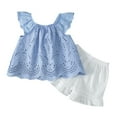 thumbnail image 1 of TAIAOJING Toddler Baby Girl Outfit Girls Ruched Solid Tops Shorts Set Casual Clothes Outfits 2Y, 1 of 9