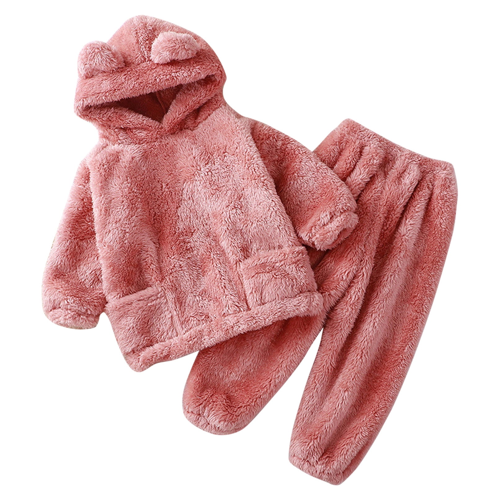 TAIAOJING Toddler Baby Girl Outfit Kids Boy Clothes Winter Warm Hooded Bear Ear Sweatshirt Tops And Pants 2Pcs Tracksuit Outfits Pajamas Sleepwear Set Girls Fashion Outfits 3-4 Years