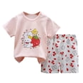 thumbnail image 1 of TAIAOJING Toddler Baby Girl Outfit Summer New Cute Cartoon Pattern Short Sleeved T Shirt Casual Shorts Girls Suit Two Piece Set, 1 of 5