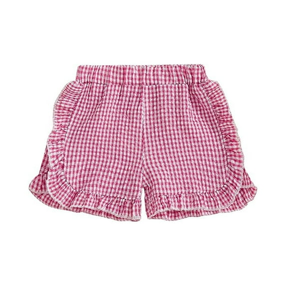 TAIAOJING Toddler Baby Girl Shorts Casual Summer Gingham Plaid/Seersucker Elastic Waist Ruffle Hem Shorts Bottoms Holiday 9-12M