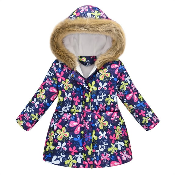 TAIAOJING Toddler Baby Girl Winter Outfit Clothes Kids Thick Parkas Hooded Windproof Coat Outwear Warm Winter Clothes 6-7 Years