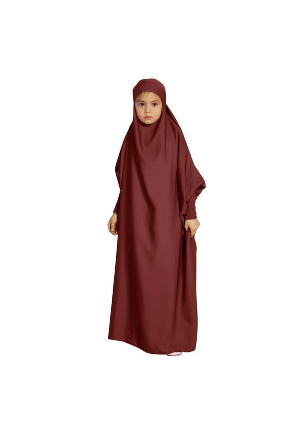 Toddler Baby Girls Dress Girl Poses Solid Color Dress National Dress Skirt Arab Children's Wear