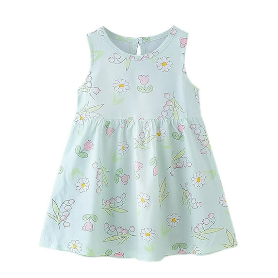 TAIAOJING Toddler Baby Girls Floral Dress Girls' Dress Summer Dress Beach Dress 2024 New Cotton Silk Children's Dress Out Wear For 12-18 Months