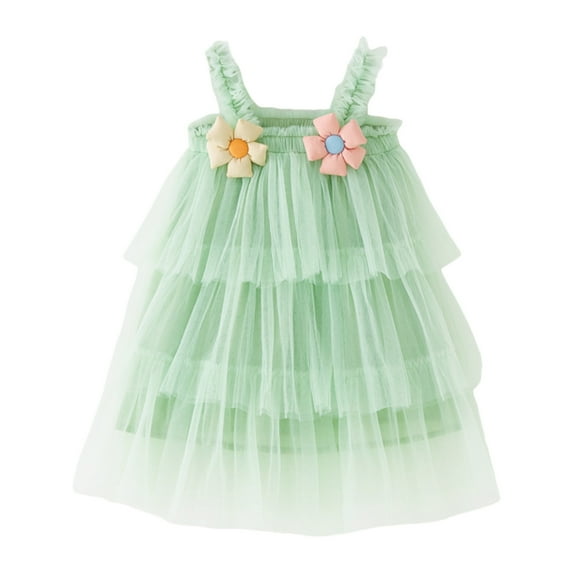 TAIAOJING Toddler Baby Girls Floral Dress Girls Sleeveless Tulle Holiday Party Tiered Dress Dance Party Dresses Clothes For 2-3 Years