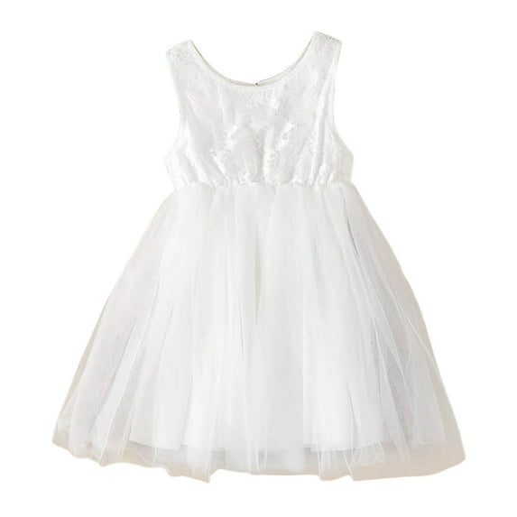 TAIAOJING Toddler Baby Girls Floral Dress Kids Children Girls Summer Sleeveless Dress Mesh Casual Dress Girls For 5-6 Years