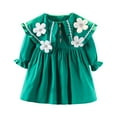 thumbnail image 1 of TAIAOJING Toddler Baby Girls Floral Dress New Girls Stereoscopic Flower Large Lapel Dress Fashion Pearl Pleated Dress For 0-6 Months, 1 of 9