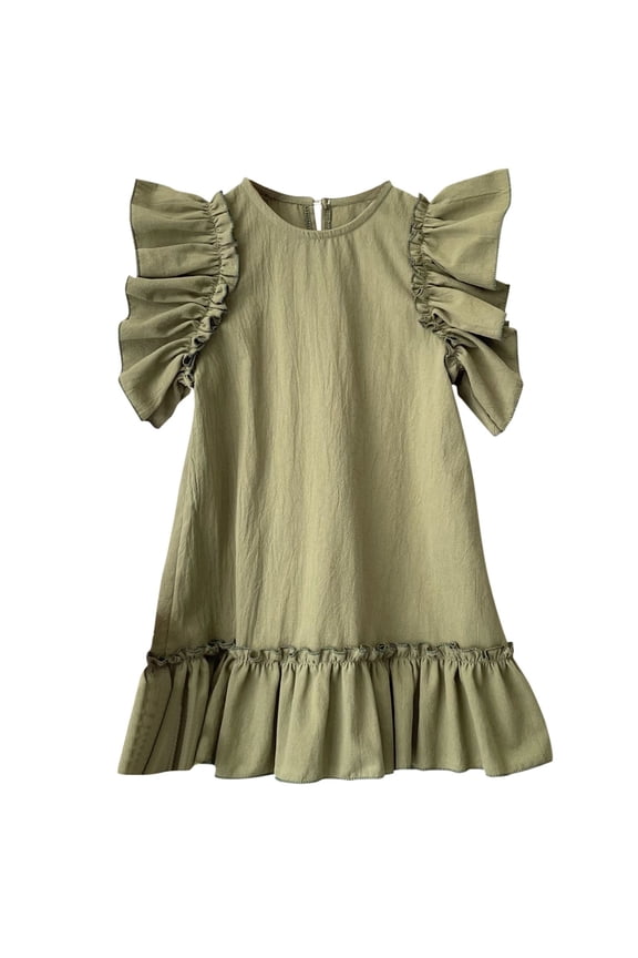 Toddler Baby Girls Floral Dress Summer Cotton Ruffle Edge New Loose Fit Long Little Fashion Suitable For Children Aged 1 To 6 Princess Dresses For 12-24 Months