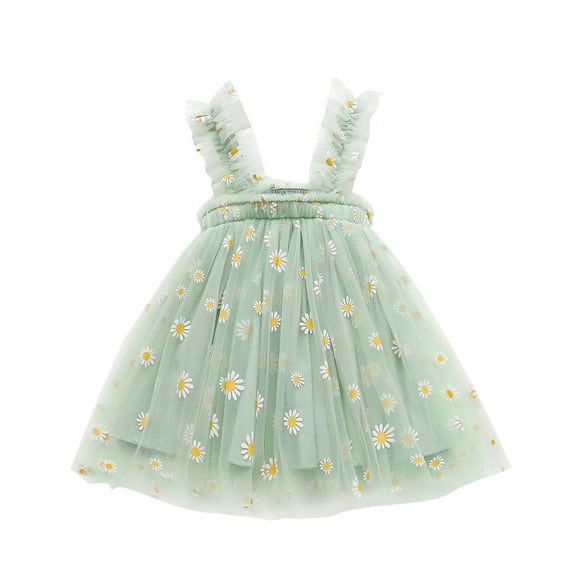 TAIAOJING Toddler Baby Girls Floral Dress Summer Daisy Clothes Casual Baby Beach Kids Suspenders Princess Dresses For 3-4 Years