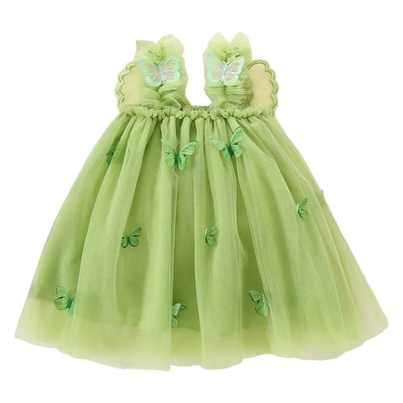 TAIAOJING Toddler Baby Girls Floral Dress Summer Sleeveless Butterfly Tulle Lace Ruffles Dance Party Clothes Princess Dresses For 6-12 Months