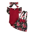 thumbnail image 1 of TAIAOJING Toddler Baby Girls Outfits Fly Sleeve Cartoon Floral Prints Romper Bodysuit Skirt Headband 3Pcs Cute Clothes Set For 0-3 Months, 1 of 8