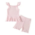 thumbnail image 1 of TAIAOJING Toddler Baby Girls Outfits Spring Summer Ribbed Cotton Sleeveless Vest Shorts Cute Clothes Set For 6-9 Months, 1 of 9