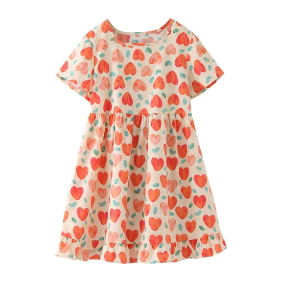 TAIAOJING Toddler Baby Girls Summer Dress Kids Children Summer Short Sleeve Flower Prints Princess Dress Fashion Cute