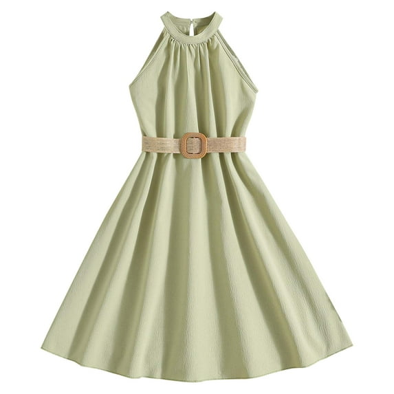 TAIAOJING Toddler Baby Girls Summer Dress Sleeveless Solid Princess Dress Dance Party Dresses Clothes