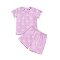 thumbnail image 1 of TAIAOJING Toddler Baby Girls Summer Outfits Girls Short Sleeve Floral Prints Tops And Shorts 2PCS Outfits Clothes Set Children Clothes For 12-18 Months, 1 of 7