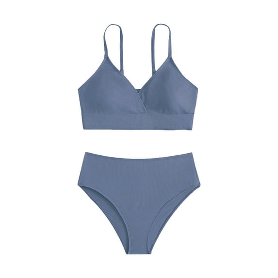 TAIAOJING Toddler Baby Girls Swimsuit Girl 2 Piece Swimsuit Sport Solid High Waist Bikini Set Swimwear Bathing Suit