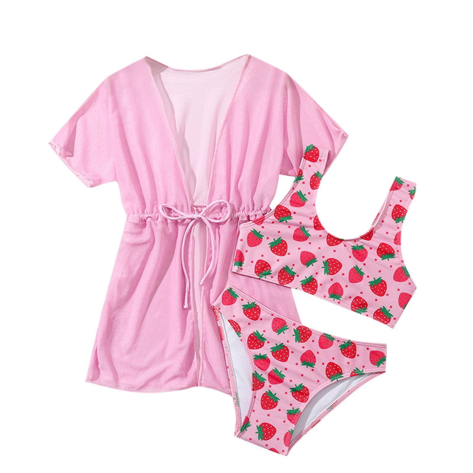 Babyhug Sleeveless 2 Piece Swimsuit Strawberry Print - Navy Blue