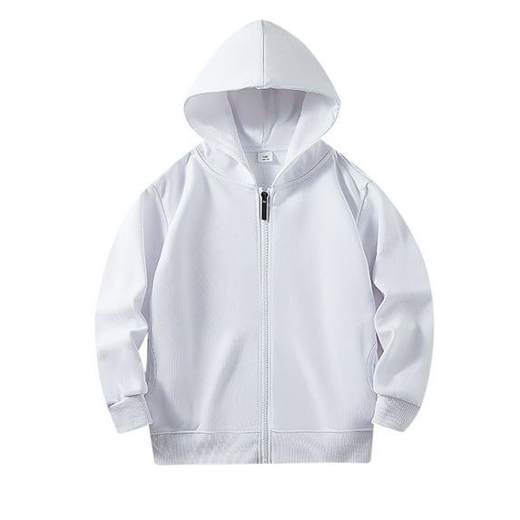 TAIAOJING Toddler Baby Hoodies Boys Girls Kids Long Sleeve Solid Color Zipper Hoodies Sweatshirts Top Children Unisex Soft Coat Blouse With Pocket