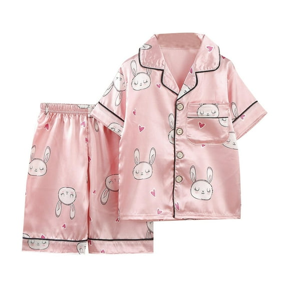 TAIAOJING Toddler Baby Kids Boys Outfits Summer Children's Home Wear Pajamas Summer Boys And Girls Cartoon Thin Lapel Short Sleeved Pajamas