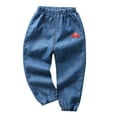 thumbnail image 1 of TAIAOJING Toddler Baby Kids Children Boy Girl Cartoon Hole Denim Long Pants Elastic Waist Jeans Clothes Casual Joggers, 12-18 Months, 1 of 4