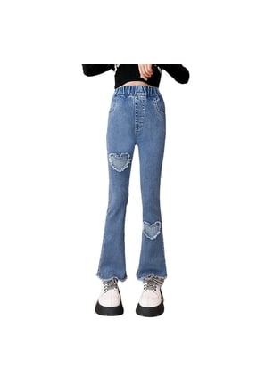 Toddler Baby Kids Girls Casual Denim Pants Elastic Waist Casual Jeans Trendy Clothes, 3-4 Years