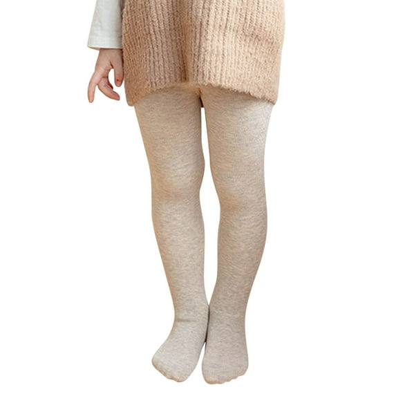TAIAOJING Toddler Baby Kids Girls Cotton Thick Fleece Lined Warm Full Leggings Knitted Tights Pantihose Stretchy Basic Pants Pantyhose For Winter Stocking Casual Joggers, 4-6 Years