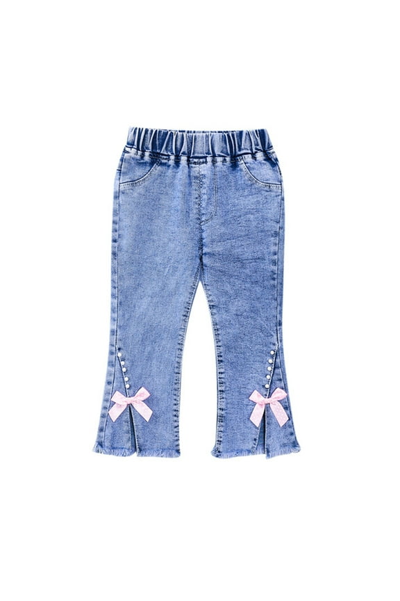 Toddler Baby Kids Girls Denim Jeans Pants Jeans Elastic Waist Denim Pants Trendy Clothes, 6-12 Months