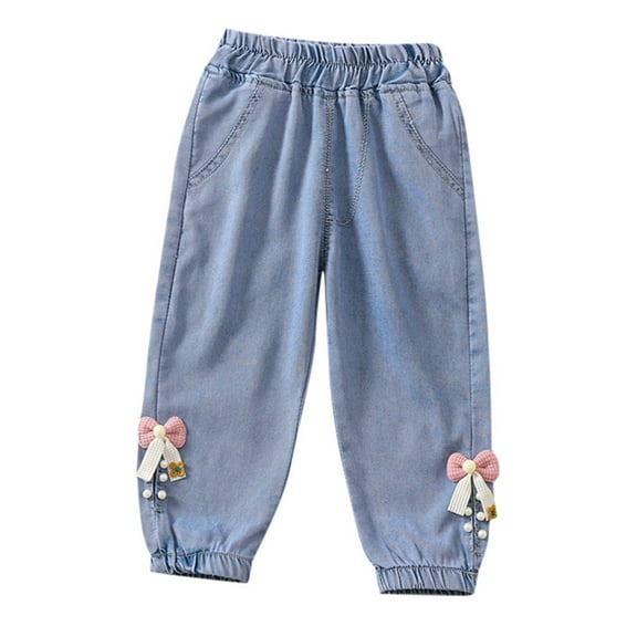 TAIAOJING Toddler Baby Kids Girls Denim Jeans Pants Jeans Soft Elastic Waist Denim Pants Trendy Clothes, 6-12 Months