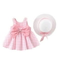 thumbnail image 1 of TAIAOJING Toddler Baby Kids Girls Sleeveless Bow Plaid Print Dress+Hat Set Outfits Sets Cute 2-3Y, 1 of 3