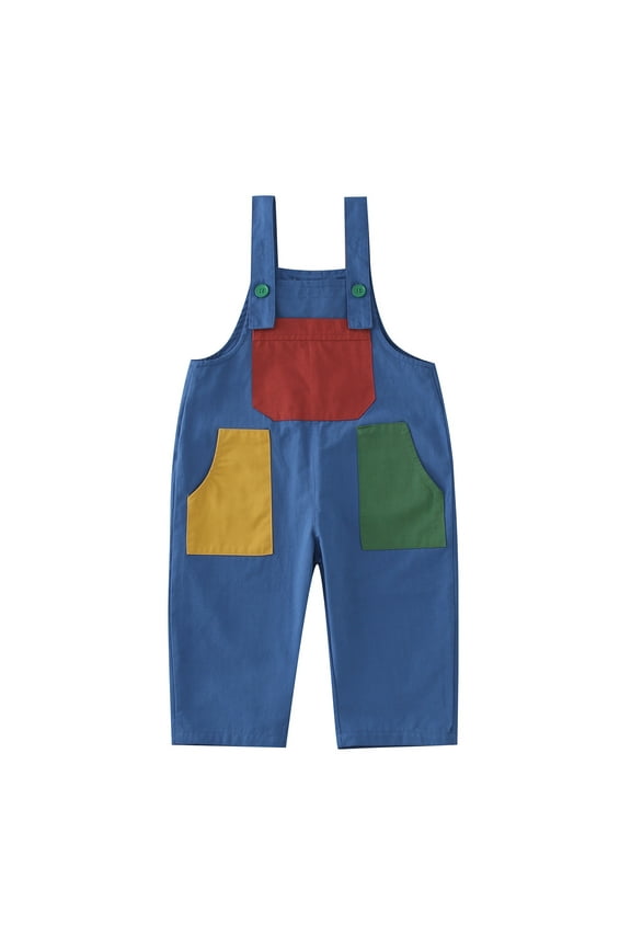 Toddler Baby Kids Girls Spring Summer Patchwork Cool Cotton Pocket Street Style Hop Suspender Pants Trendy Clothes, 12-18 Months