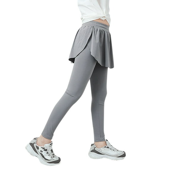 TAIAOJING Toddler Baby Kids Girls Yoga Active Leggings Flowy Skorts Tight Yoga Pants 2 In 1 Running Tennis Skirt Pants Trendy Clothes, 4-5 Years