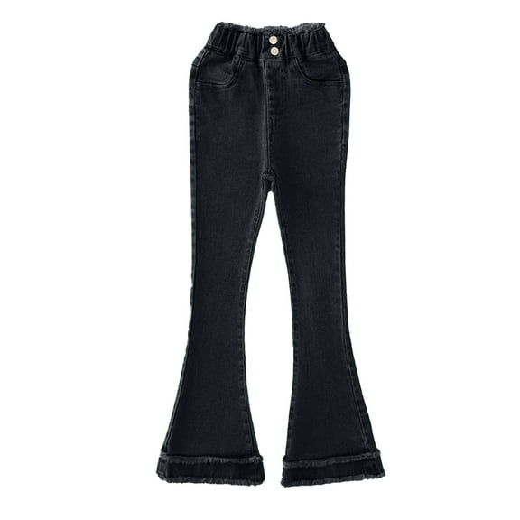 TAIAOJING Toddler Baby Kids Tollder Girl High Elastic Waist Flare Leg Pants Casual Long Bell Bottom Jeans Trousers Trendy Clothes, 5-6 Years