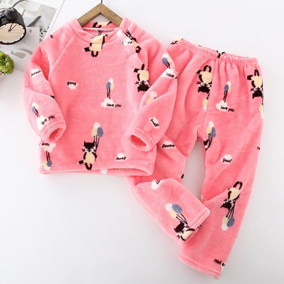 TAIAOJING Toddler Baby Pajama Set Girls Boys Winter Long Sleeve Cartoon Sleepwear Pajamas Tops Pants 2PCS Outfits Clothes Set 2-3 Years