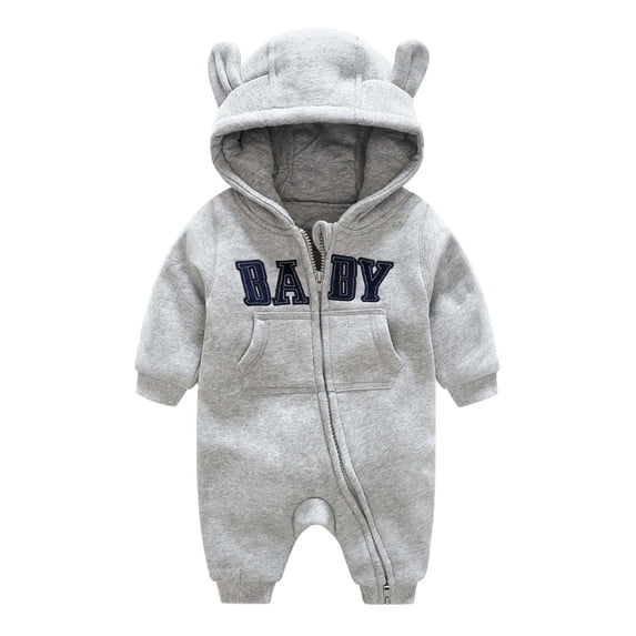 TAIAOJING Toddler Baby Ribbed Pajamas Girls Boys Zipper Long Sleeve Romper Jumpsuit Leisure Nightwear 9-12 Months